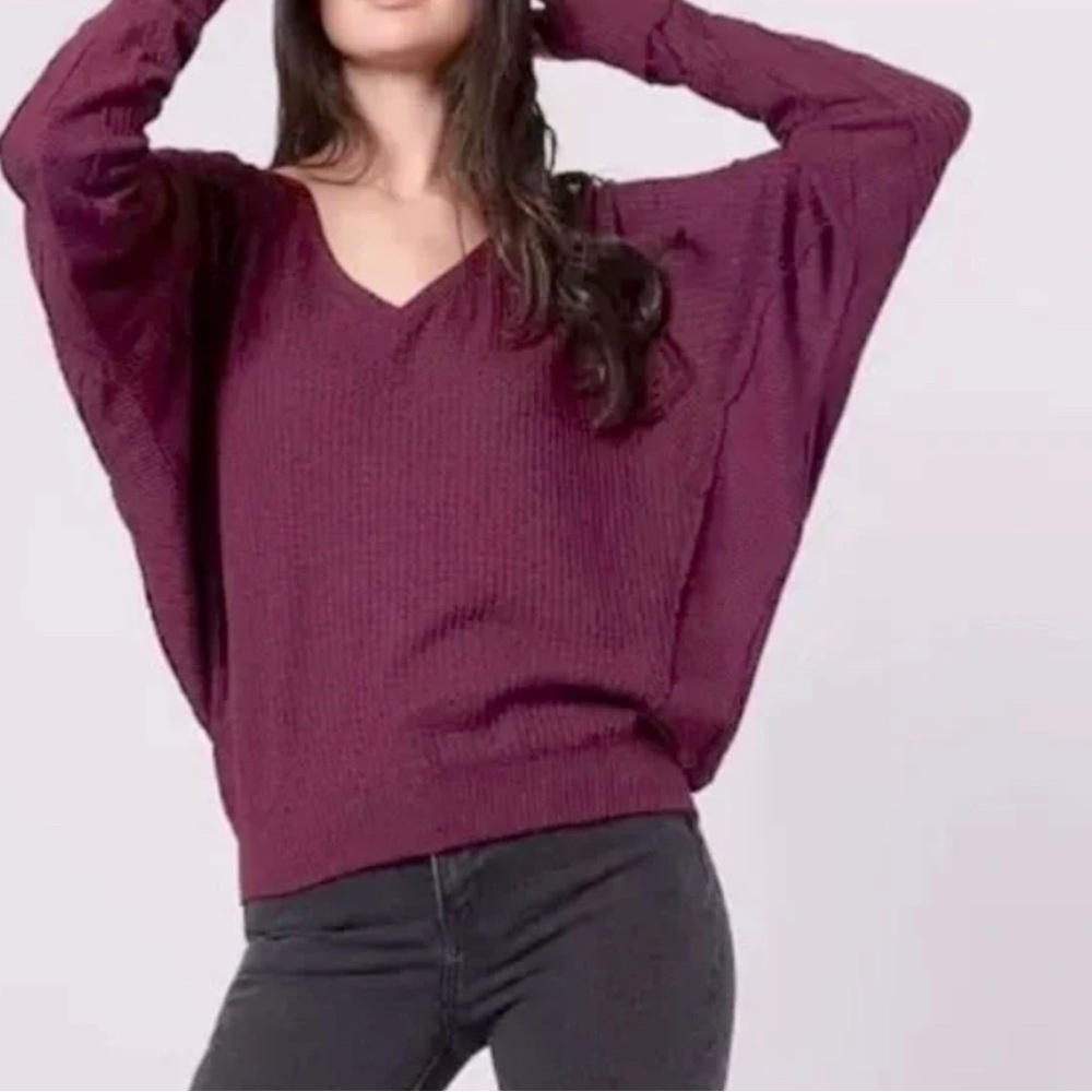 NWT Free People Santa Clara thermal in mulberry.